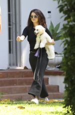 SELENA GOMEZ Out with Her Dog in Los Angeles 09/05/2019