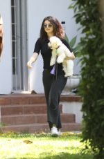 SELENA GOMEZ Out with Her Dog in Los Angeles 09/05/2019