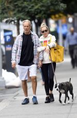 SIENNA MILLER and Her Father Edwin Miller Out with Their Dog in New York 09/06/2019