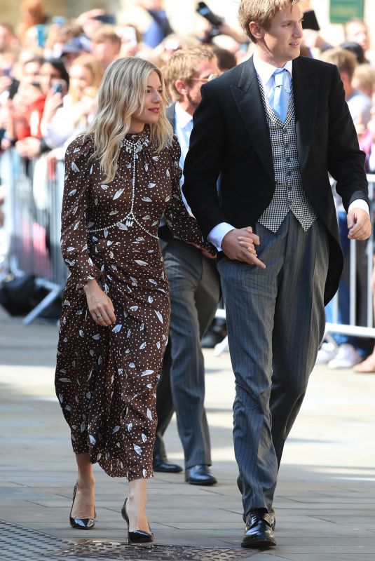 SIENNA MILLER Arrives Ellie Goulding and Caspar Jopling Wedding in London 08/31/2019