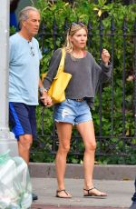 SIENNA MILLER in Demin Shorts Out in New York 09/05/2019