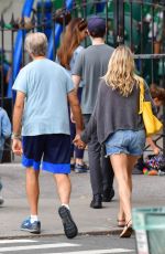 SIENNA MILLER in Demin Shorts Out in New York 09/05/2019