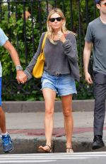 SIENNA MILLER in Demin Shorts Out in New York 09/05/2019