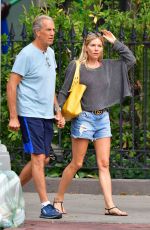 SIENNA MILLER in Demin Shorts Out in New York 09/05/2019