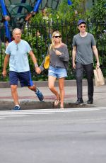 SIENNA MILLER in Demin Shorts Out in New York 09/05/2019