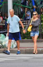 SIENNA MILLER in Demin Shorts Out in New York 09/05/2019