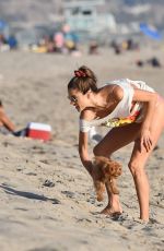 ALESSANDRA AMBROSIO Playing Beach Volleyball at a Beach in Santa Monica 10/13/2019