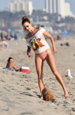 ALESSANDRA AMBROSIO Playing Beach Volleyball at a Beach in Santa Monica 10/13/2019