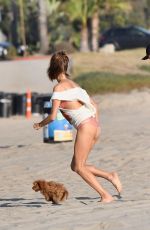 ALESSANDRA AMBROSIO Playing Beach Volleyball at a Beach in Santa Monica 10/13/2019