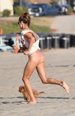 ALESSANDRA AMBROSIO Playing Beach Volleyball at a Beach in Santa Monica 10/13/2019