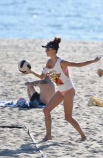 ALESSANDRA AMBROSIO Playing Beach Volleyball at a Beach in Santa Monica 10/13/2019