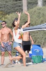 ALESSANDRA AMBROSIO Playing Beach Volleyball at a Beach in Santa Monica 10/13/2019