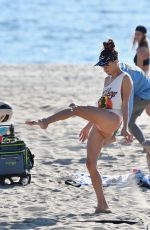 ALESSANDRA AMBROSIO Playing Beach Volleyball at a Beach in Santa Monica 10/13/2019