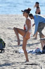 ALESSANDRA AMBROSIO Playing Beach Volleyball at a Beach in Santa Monica 10/13/2019