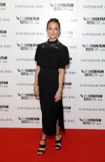 ALICIA VIKANDER at Earthquake Bird Premiere at 63rd BFI London Film Festival 10/10/2019