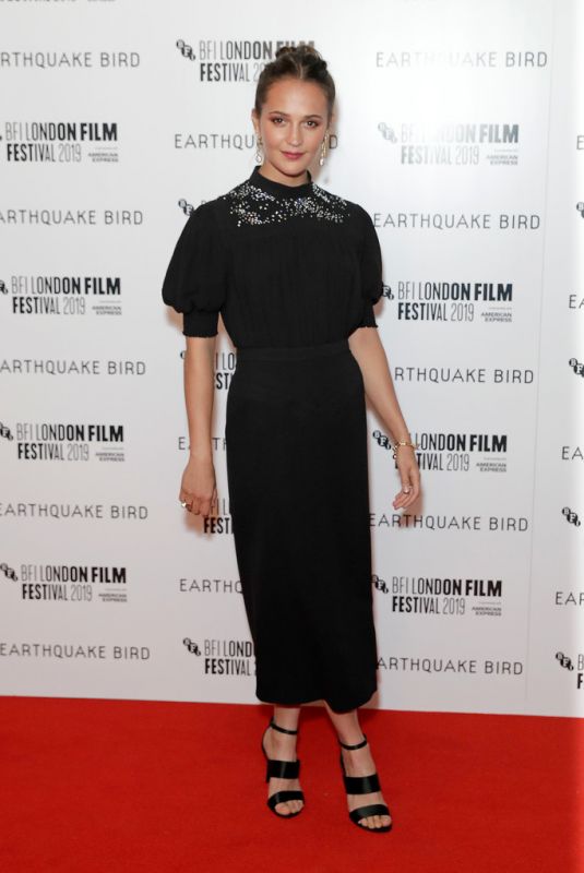 ALICIA VIKANDER at Earthquake Bird Premiere at 63rd BFI London Film Festival 10/10/2019