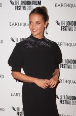 ALICIA VIKANDER at Official Secrets Premiere at 63rd BFI London Film Festival 10/10/2019