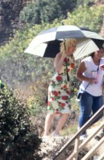 ANA DE ARMAS Plays the Role of Marilyn Monroe Filming on the Beach in Malibu 10/06/2019