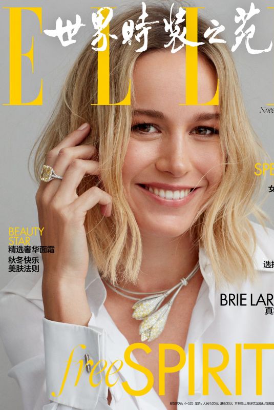 BRIE LARSON in Elle Magazine, China November 2019