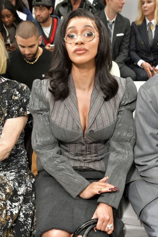 CARDI B at Thom Browne Show at Paris Fashion Week 09/29/2019