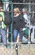 CHRISTINA HENDRICKS and MAE WITHMAN on the Set of Good Girls in Los Angeles 10/30/2019