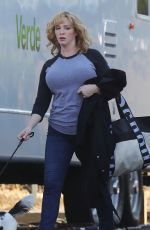 CHRISTINA HENDRICKS on the Set of Good Girls in Los Angeles 10/21/2019