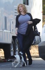 CHRISTINA HENDRICKS on the Set of Good Girls in Los Angeles 10/21/2019