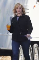 CHRISTINA HENDRICKS on the Set of Good Girls in Los Angeles 10/21/2019