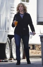 CHRISTINA HENDRICKS on the Set of Good Girls in Los Angeles 10/21/2019