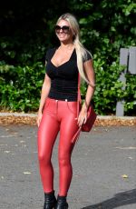 CHRISTINE MCGUINNESS in Tight Red Leather Pants Out in Cheshire 10/09/2019
