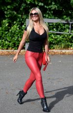 CHRISTINE MCGUINNESS in Tight Red Leather Pants Out in Cheshire 10/09/2019