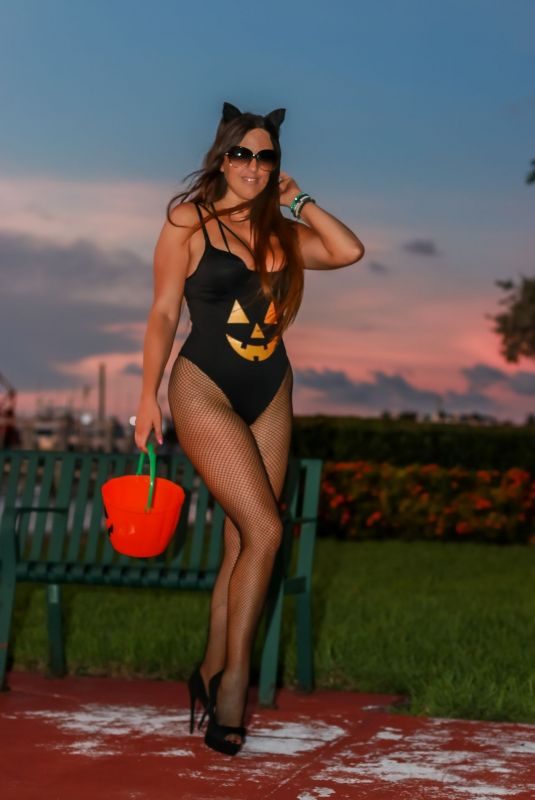 CLAUDIA ROMANI Ready for Hallowen at Miami Beach 10/29/2019