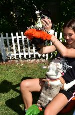 DELILAH and AMELIA HAMLIN Out with Their Dogs in Beverly Hills 10/14/2019