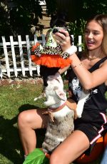 DELILAH and AMELIA HAMLIN Out with Their Dogs in Beverly Hills 10/14/2019