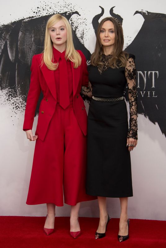 ELLE FANNING and ANGELINA JOLIE at Maleficent: Mistress of Evil Photocall in London 10/10/2019