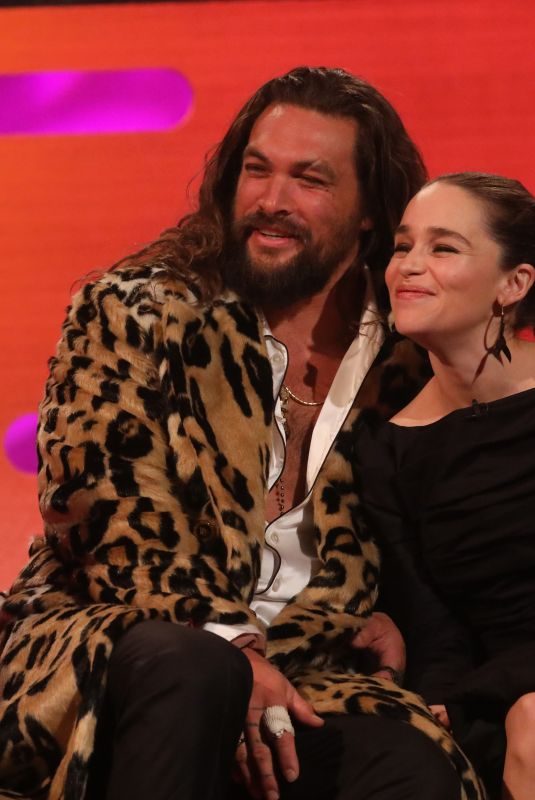 EMILIA CLARKE and Jason Momoa at Graham Norton Show in London 10/25/2019