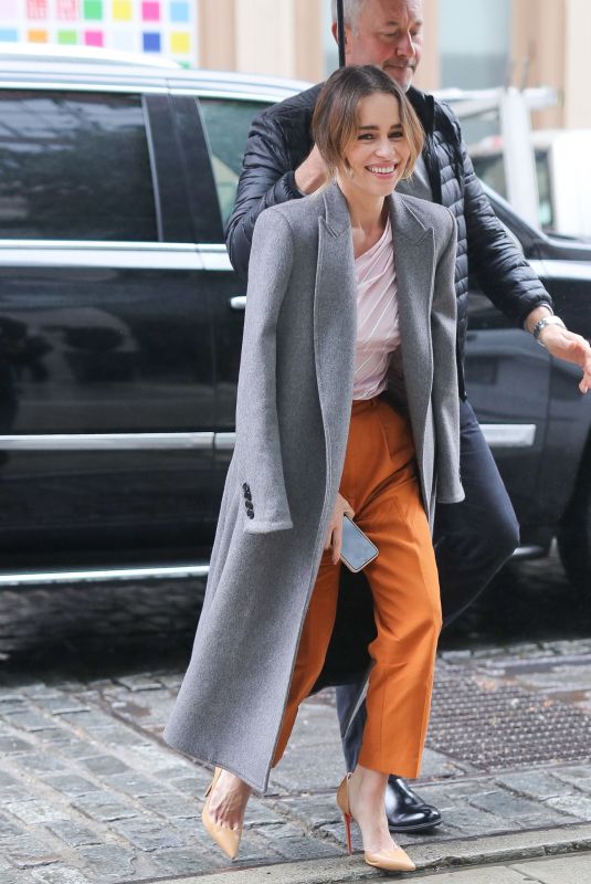 EMILIA CLARKE Arrives at SiriusXM Studios in New York 10/29/2019