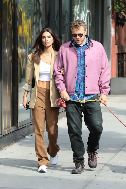 EMILY RATAJKOWSKI and Sebastian Bear-McClard Out with Their Dog in New York 10/13/2019