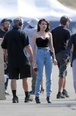 EMMA ROBERTS, ANGELICA ROSS and Dylan McDermott on the Set of American Horror Story 100th Episode in Los Angeles 10/18/2019