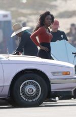 EMMA ROBERTS, ANGELICA ROSS and Dylan McDermott on the Set of American Horror Story 100th Episode in Los Angeles 10/18/2019