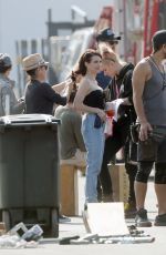 EMMA ROBERTS on the Set of American Horror Story 1984 in Los Angeles 10/18/2019