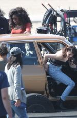 EMMA ROBERTS on the Set of American Horror Story 1984 in Los Angeles 10/18/2019