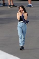 EMMA ROBERTS on the Set of American Horror Story 1984 in Los Angeles 10/18/2019