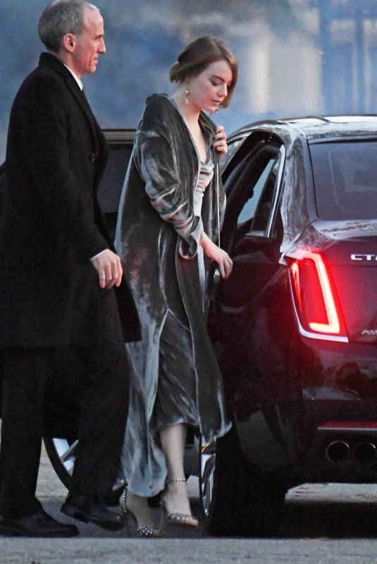 EMMA STONE Arrives at Jennifer Lawrence and Cooke Maroney