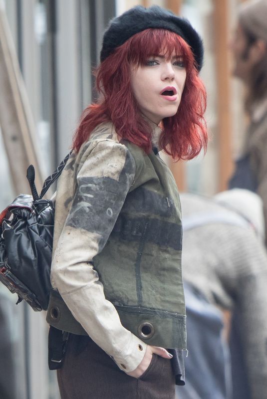 EMMA STONE on the Set of Cruella in London 10/15/2019