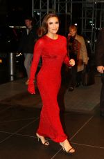 EVA LONGORIA in Red Skintight Dress Night Out in New York 10/22/2019