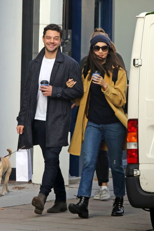 GEMMA CHAN and Dominic Cooper Out for C coffee in Primrose Hill 10/14/2019