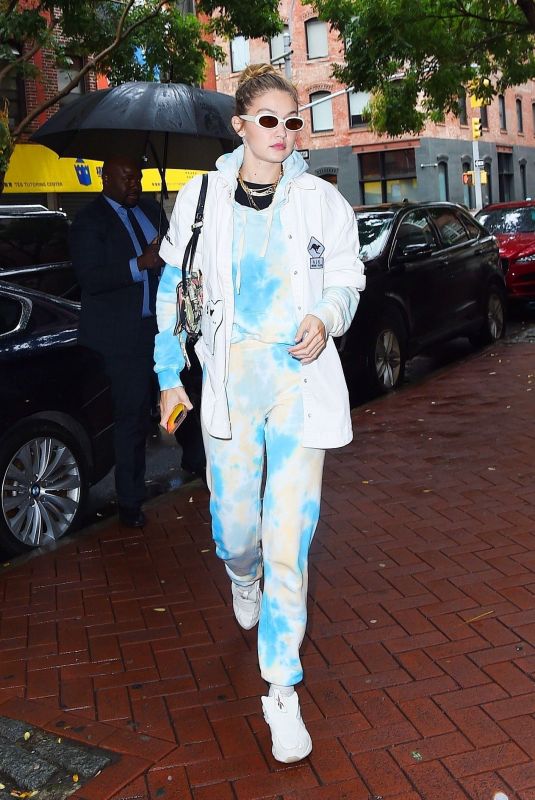 GIGI HADID Heading to Color Me Mine Studio in New York 10/09/2019