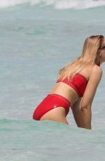 GRACE LEVY in a Red Bikini at a Beach in Tulum 10/07/2019