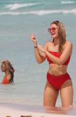 GRACE LEVY in a Red Bikini at a Beach in Tulum 10/07/2019